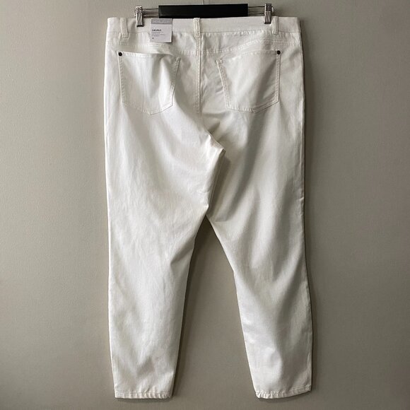 NWT Michel Studio Collection White Cotton Blend Skinny Leg Pants - Picture 2 of 14